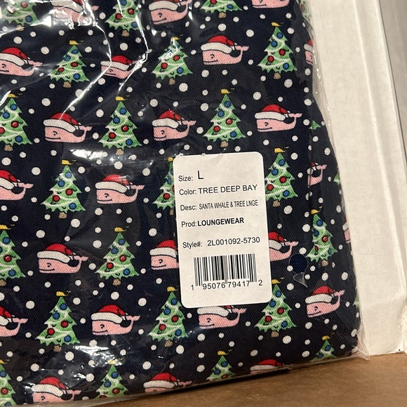 Vineyard Vines Santa Whale & Tree Pajama Pants L - Picture 4 of 6